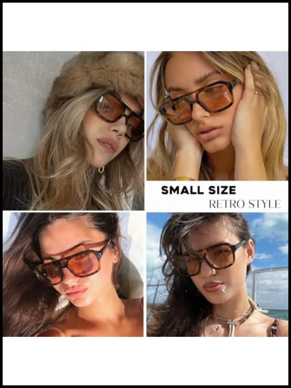 Retro Narrow Frame Square Aviator Sunglasses UV400 Double Bridge